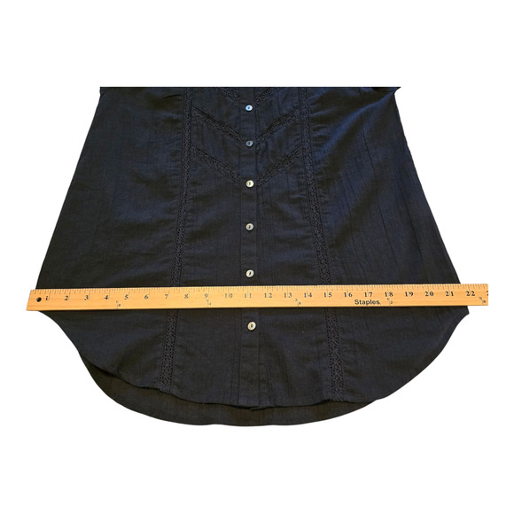 Sundance Louisa Button Up Blouse Womens Black Size XS High Ruffle Neck Feminine - Picture 11 of 11